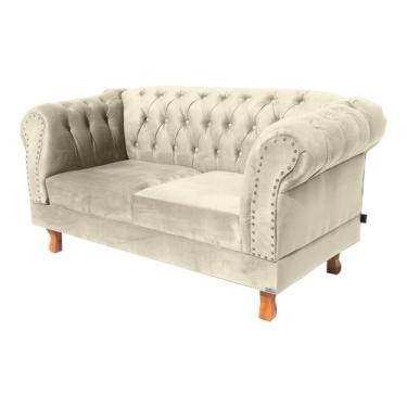 Imagem de Sofá Namoradeira 2 Lugares Chesterfield Duque Capitonê - Suede Preto /