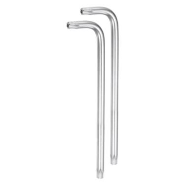 Imagem de HARFINGTON 2 chaves Torx Star à prova de adulteração T45 16 cm de braço longo em forma de L ferramenta de reparo de aço carbono para reparo de carro, bicicleta, motocicleta, tom prateado