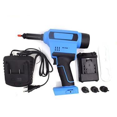Imagem de Pistola de rebite elétrica, ferramenta de rebitagem automática, rebitador cego, porca de rebite, conjunto de bateria de carregador de rebite de alumínio