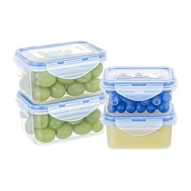 Imagem de KIGI [4 Pacotes] Recipientes Pequenos de Plástico para Armazenamento de Alimentos de 6,1 Onças, Recipientes Retangulares À Prova de Vazamentos Easylock com Tampas, Mini Preparação de Refeições Herméti