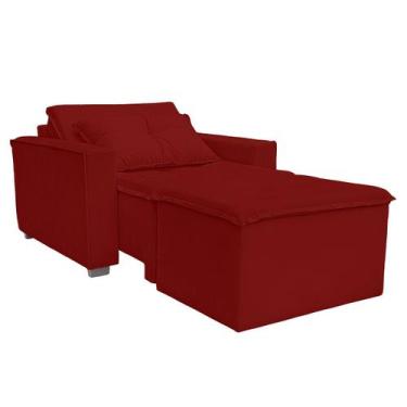 Imagem de Poltrona Cama com Puff para Sala Confortavél Moderna Suede - BelarStor