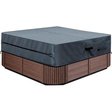 Imagem de UCEDER Capa para Banheira de Hidromassagem À Prova D'Água - Tampa para Spa Ao Ar Livre(Tamanho Real 78''X78 X20'' Ajuste 76''X76 X 20'') Protetor de Capa para Banheira de Hidromassagem de Poliéster Re