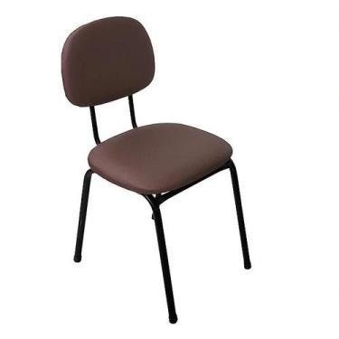 Imagem de Cadeira Secretaria Fixa Palito Tecido Facto Manicure - For-ty, CAFÉ