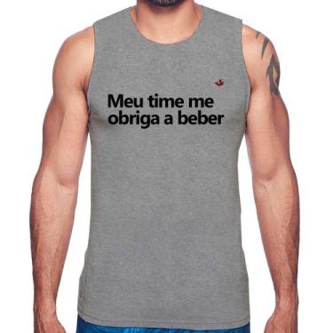 Imagem de Regata Meu time me obriga a beber - Foca na Moda, Cinza, M