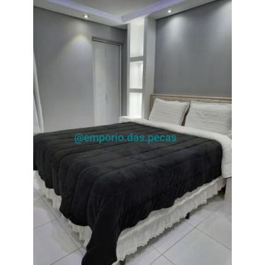 Imagem de Coberdrom de Sherpa Pele de Carneiro Queen Preto - Têxtil Casa