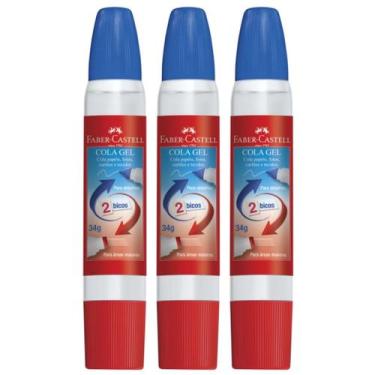 Imagem de kit 3 Cola Gel Faber Castell 2 Bicos Escolar Transparente - Faber-Cast