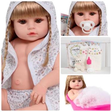 Imagem de Boneca Reborn Realista Princesa Corpo Vinil Roupão Coelho - Cegonha Re