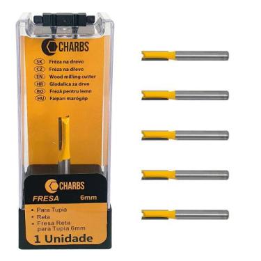 Imagem de Kit com 6 Fresas Retas 6mm Metal Duro para Tupia - CHARBS