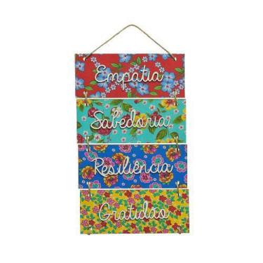 Imagem de Placa Decorativa Empatia Sabedoria Resiliência Gratidão - Wersen  Arte