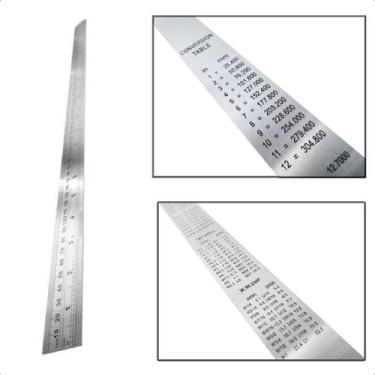 Imagem de Régua Em Aço Inox Escala Mn e Pols 100cm 40 Pols - EDA