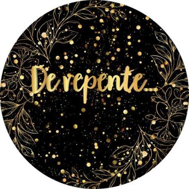 Imagem de Painel De Festa Redondo 1,50x1,50 -  Fundo Preto Folhagens Efeito Bril