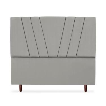 Imagem de Cabeceira Estofada Casal Belgica 140cm Suede Cinza-claro - SR SHOP