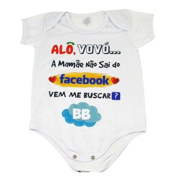 Imagem de Body Baby Branco Alô Vovó...a Mamãe Não Sai do Facebook - GMH Prod. Se