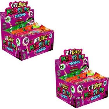 Imagem de Pirulito Monsters Neon Blueberry Laranja e Morango 60Un - Danilla food