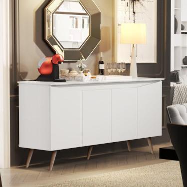 Imagem de Buffet 4 Portas Pés Palito Retrô Encanto Maria Móveis Branco