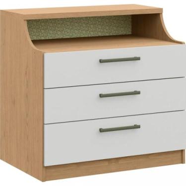 Imagem de Cômoda Modulada Elegance com 3 Gavetas - Carvalho/Off White - Móveis C