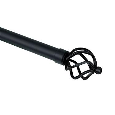 Imagem de Kit Varão Extensível de 1,20 m a 2,10 m, Espessura do tubo 25-28mm, 2 Ponteiras Decorativas Coroa, Preto