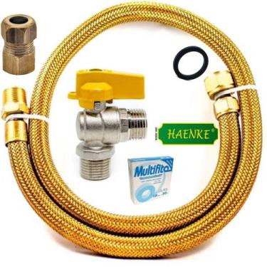 Imagem de Kit Mangueira Cobre + Registro + Adaptador Instalação Gás Gn - HAENKE,