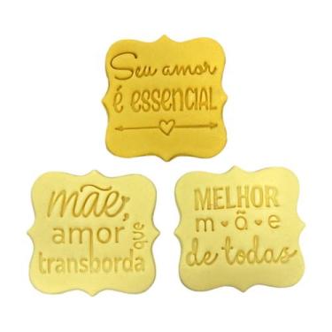 Imagem de Kit 3 Cortador Biscoito Dia das Mães Frases Carinho - DOCE IMPRESSO,  