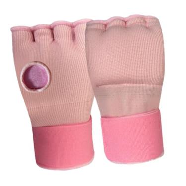 Imagem de menolana Gel boxe mão envolve luvas internas respirável ajustável meio dedo luvas com alça de pulso longa para karate sparring mma, Rosa
