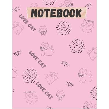 Imagem de Cute Pink Kitty Cat Notebook|Great Gift idea for Teens girls kids Students Boys for School, Office and Home: size : 8,5" x 11" Inch 120 pages pink cover sketchbook nootbook