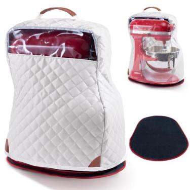 Imagem de BAGSPRITE Capa de batedeira com controles deslizantes de eletrodomésticos compatível com KitchenAid Mixer 4,5/5 litros com bolsos para acessórios e acessórios de auxílio de cozinha
