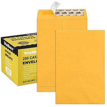 Imagem de ValBox Envelopes de segurança para catálogos autoselados, 15 x 23 cm, 250 unidades, pequenos envelopes Kraft para correspondência, armazenamento e organização