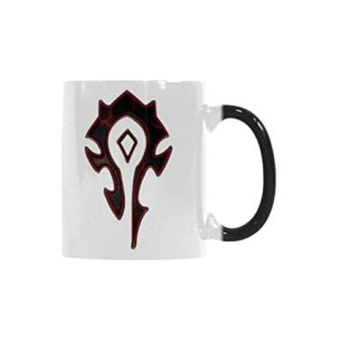 Imagem de WECE Caneca de Café 325 ml Cerâmica Branca com Alça em Forma de C - Mudança de Cor com Bebida Quente - World of Warcraft Horde