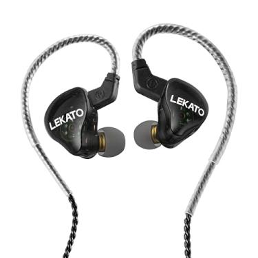 Imagem de LEKATO Fones de ouvido H5 intra-auriculares híbridos Hifi IEM para músicos, cantores, cabo destacável de 2 pinos, 1BA+1DD, fones de ouvido para jogos com fio, isolamento profissional de graves