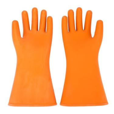 Imagem de Luvas isolantes de tensão, 1 par de luvas de borracha para eletricista 20000v 12kv Luvas isoladas de alta tensão, luvas de trabalho de proteção de segurança