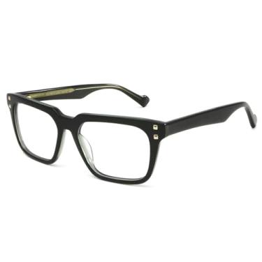 Imagem de VFDHN Armação de óculos retangular para homens, óculos quadrados de acetato com rebite, femininos, 4, tamanho único