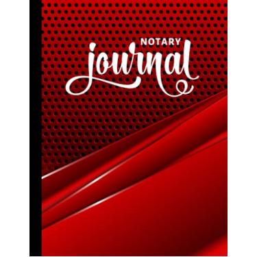 Imagem de Notary Journal: 8.5x11 Large Notarial Logbook/With 200 Numbered Pages - Two Record Logs Per Page / 400 Records/Ledger Book Gift For Signing Agents/Abstract 3D Bright Red - Geometric Art
