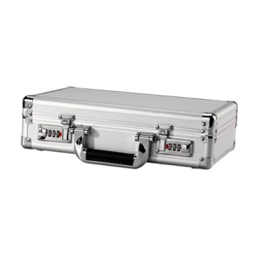 Imagem de Gralara Maleta de liga de alumínio com trava de senha Maleta para ferramentas portáteis para uso doméstico Maleta de transporte de equipamentos seguros para, Prata com Esponja