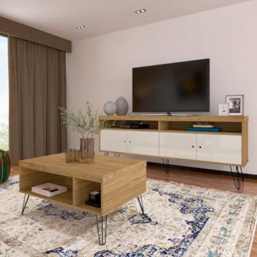 Imagem de Sala de Estar Completa com Rack e Mesa de Centro Liberty Carvalho/Off White