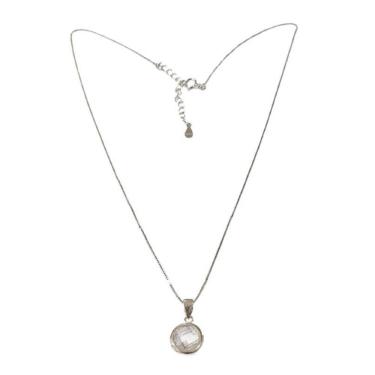 Imagem de Colar Prata Veneziana Ródio Ponto De Luz Redondo Facetada