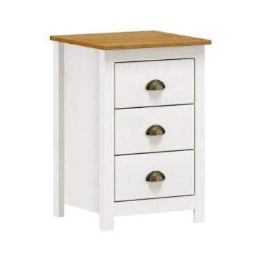 Imagem de Mesa de Cabeceira 3 Gavetas Topázio - Branco e Freijó - finestra