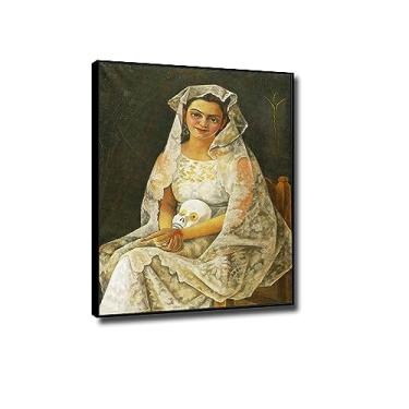 Imagem de Impressão em tela clássica arte de parede de Diego Rivera - reprodução de pinturas a óleo famosas - 'sem título (931) quadro de arte emoldurado para decoração de casa moldura preta 20x25 cm (20.3x25.4