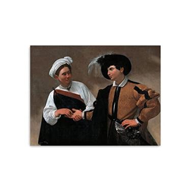 Imagem de Arte de parede em tela clássica - Michelangelo Merisi Caravaggio Impressões - reprodução de pinturas a óleo famosas - Boa sorte, 1595 pôster-arte imagens em tela arte de parede para decoração de casa