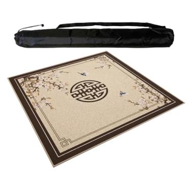 Imagem de Grande Tapete Quadrado De Mahjong, Toalha De Mesa Antiderrapante Com Redução De Ruído E Bolsa De Transporte, Capa De Mesa Para Mah Jong, Pôquer, Cartas E Jogos De Azulejo(Khaki 4,95x95 cm/37.4x37.4 in