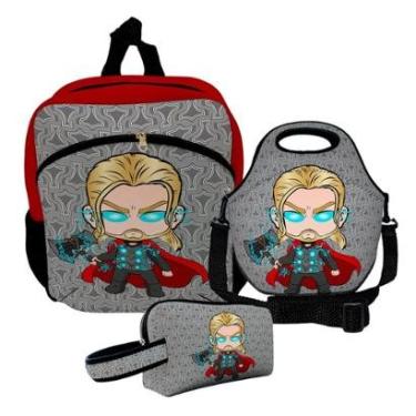 Imagem de Kit Escolar Mochila de Costas + Lancheira + Necessaire Plus – ISOPRENE – Menino Trovão-Unissex