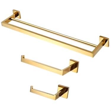 Imagem de SOFTINOX Kit de Acessórios para Banheiro em Aço Inox, 3 Peças (Dourado)