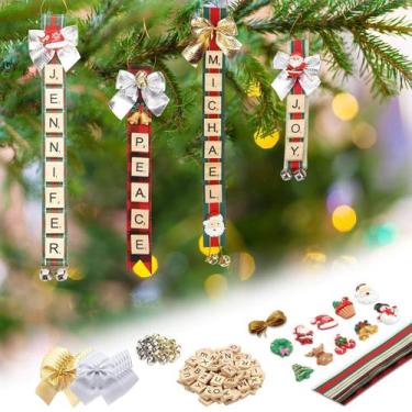 Imagem de Kit de Artesanato de Enfeites de Natal Personalizados - Scrabble com A