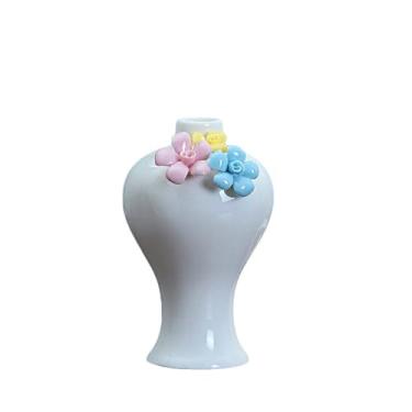Imagem de CEUYGT Vaso de cerâmica de flores feito à mão para decoração de casa, sala de estar, escritório, mesa, mini vaso de cerâmica 3D (estilo F)