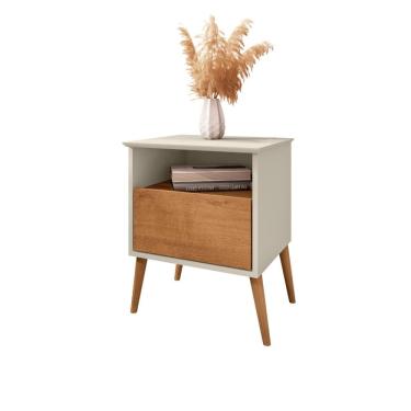 Imagem de Mesa De Cabeceira Cancun 1 Gaveta Off White Naturale Bechara