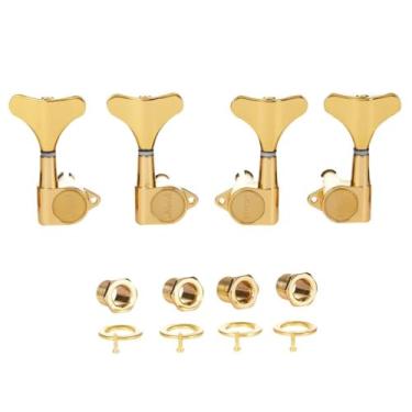 Imagem de Sintonizadores de baixo selados 18:1 de 4 cordas para baixo, afinadores de baixo, máquinas de afinação de baixo compatíveis com baixo acústico/elétrico estilo Ibanez/Yamaha dourado 2R/2L