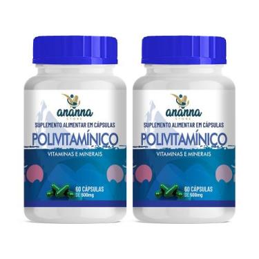 Imagem de 2x Suplemento Polivitamínico Vitaminas e Minerais 60 Caps 500mg - Anan