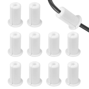 Imagem de Sekonow Pacote com 10 argolas para Starlink para orifício de parede 3/4, cabo de parede de silicone para passagem através da bucha, kit de roteamento de cabos hider para fio Ethernet Starlink (branco)