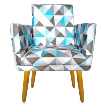 Imagem de Poltrona Estampada Nina Triangulo Azul para Costura Rodapé - JBF Poltr