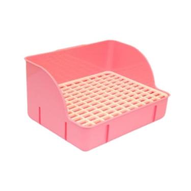 Imagem de WeiLaiKeQi Pan Pan Potty Train Bedpan Anti Splashing Corner Pan Cage Banheiro Bedding Caixa para porquinhos -da -índia Ferrões de ratos, Rosa