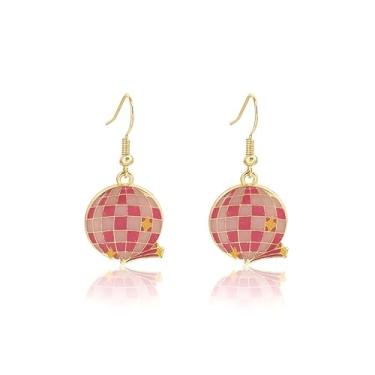 Imagem de Lindos brincos de bola de discoteca rosa para mulheres dos anos 70 e 80 punk, acessórios leves, anzol dourado, joia de festa retrô, Medium, Metal, Sem pedra preciosa